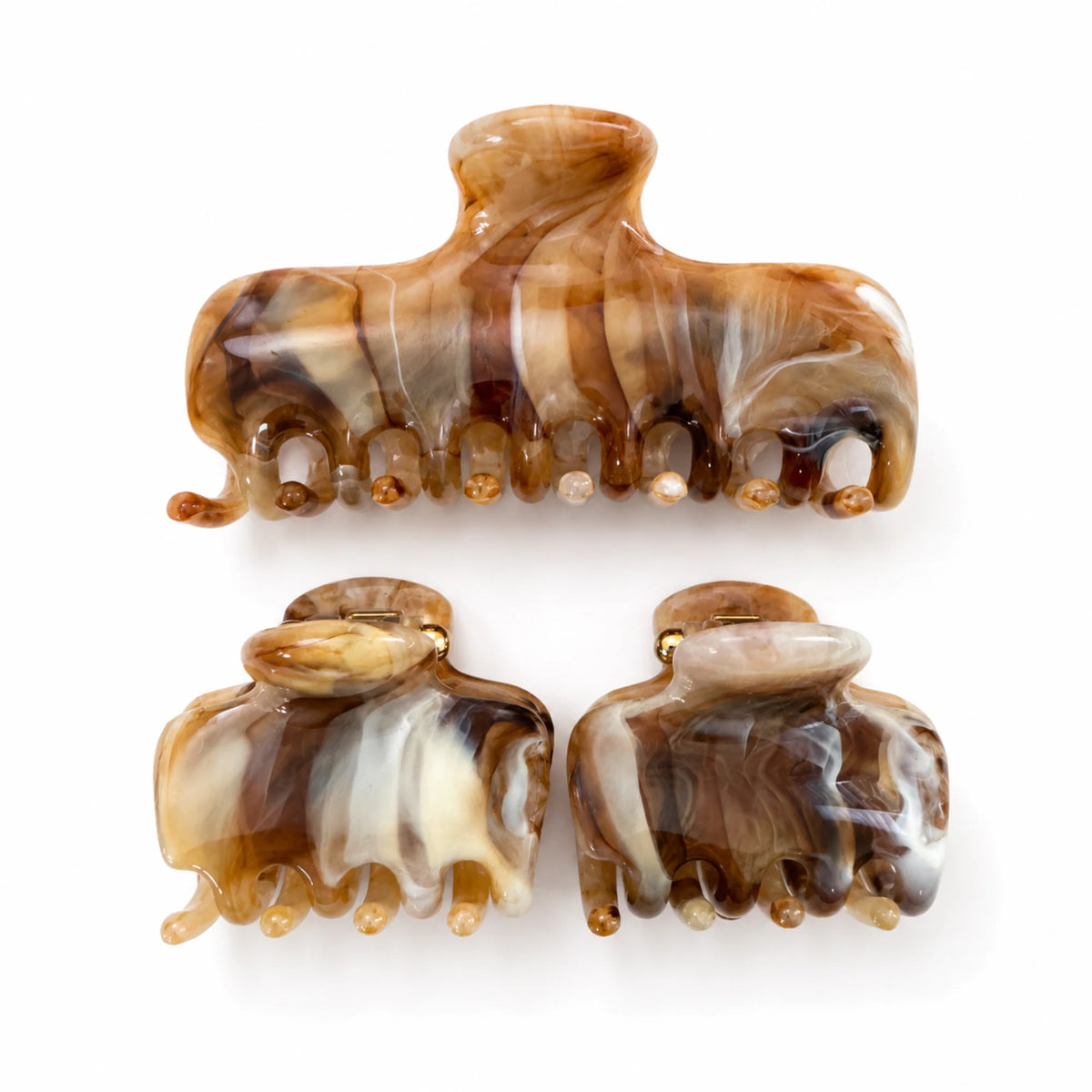 Marble Hair Claw Clip Set, 3-Piece Large & Mini Acrylic Clips
