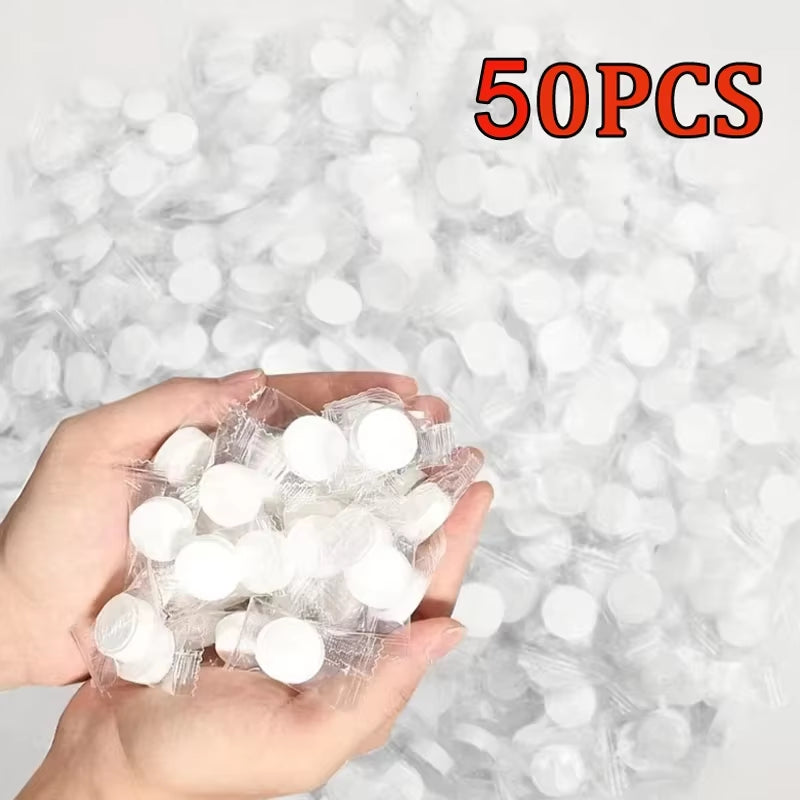 Compressed Towels 50 Pack - Portable Disposable Travel Face & Hand Towels