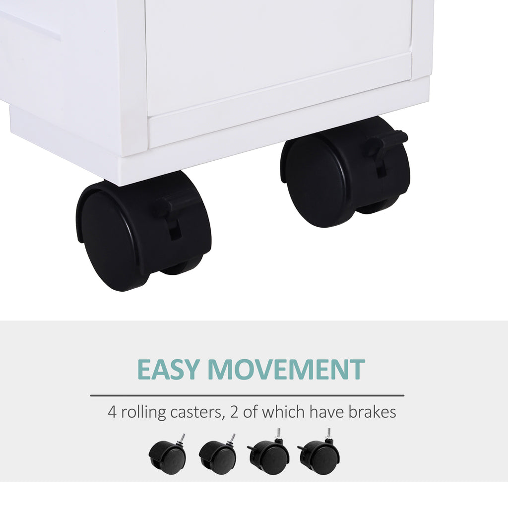 Narrow Rolling Bathroom Storage Cabinet 6.25 in Wide, White – image 4
