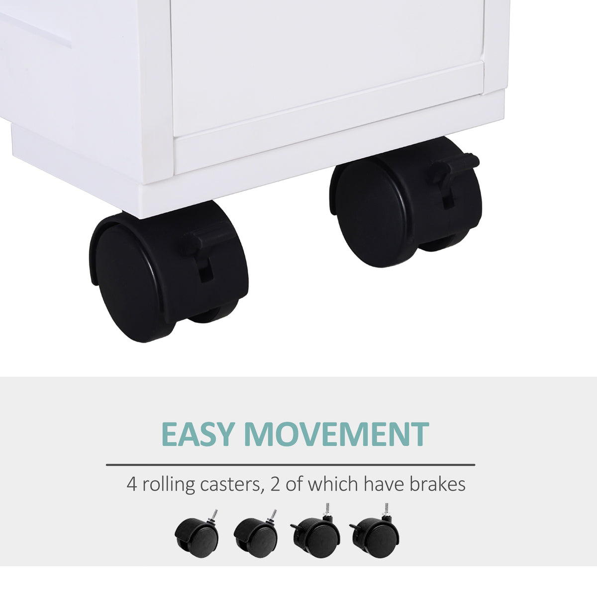 Narrow Rolling Bathroom Storage Cabinet 6.25 in Wide, White – image 4