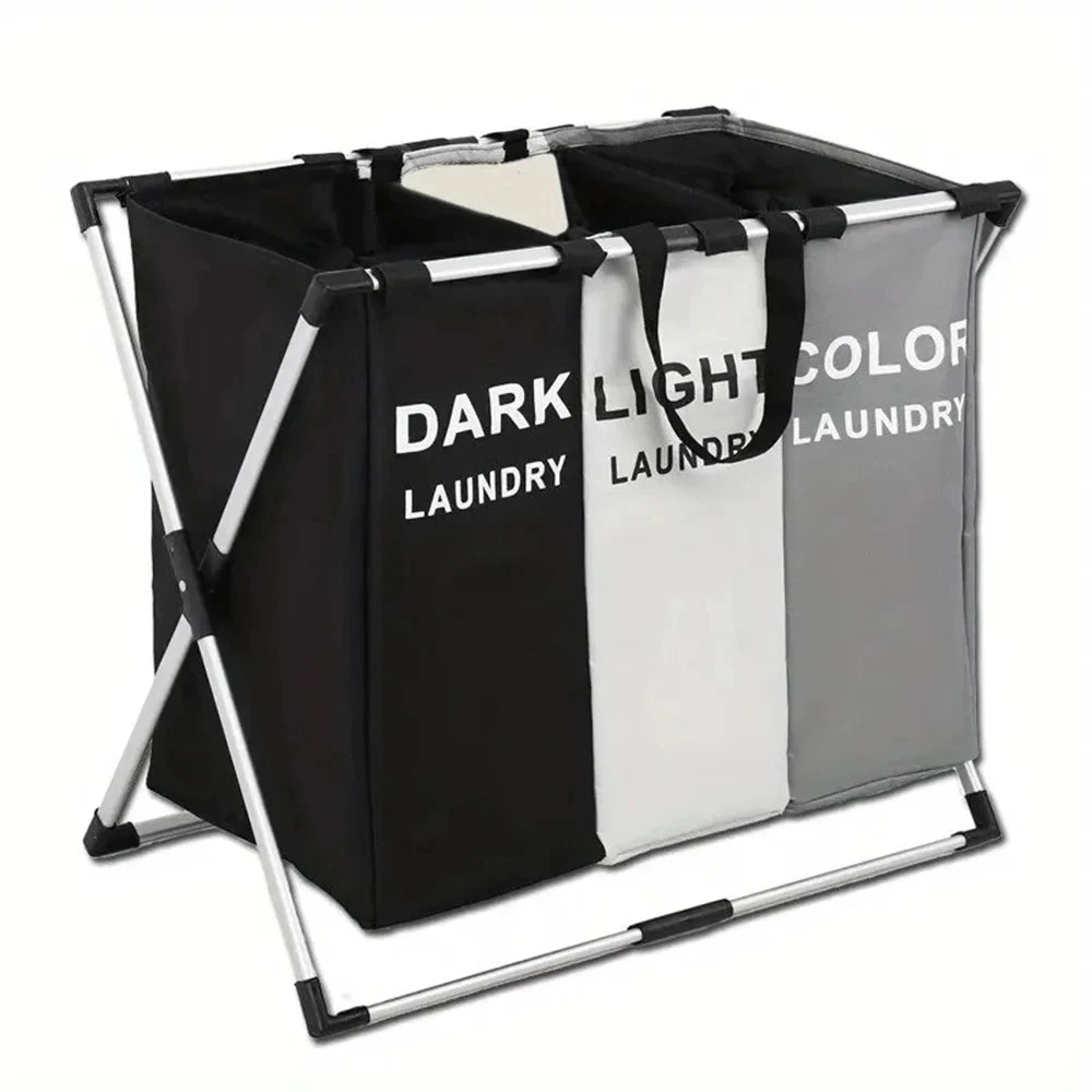 Foldable Laundry Basket Organizer, 1-3 Section Waterproof Hamper – image 9