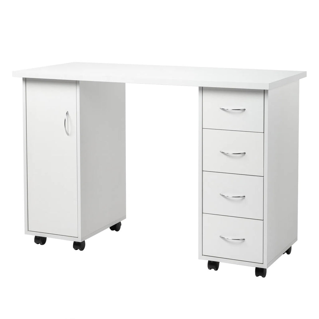 White Manicure Nail Table with Wrist Rest and Drawers – image 10