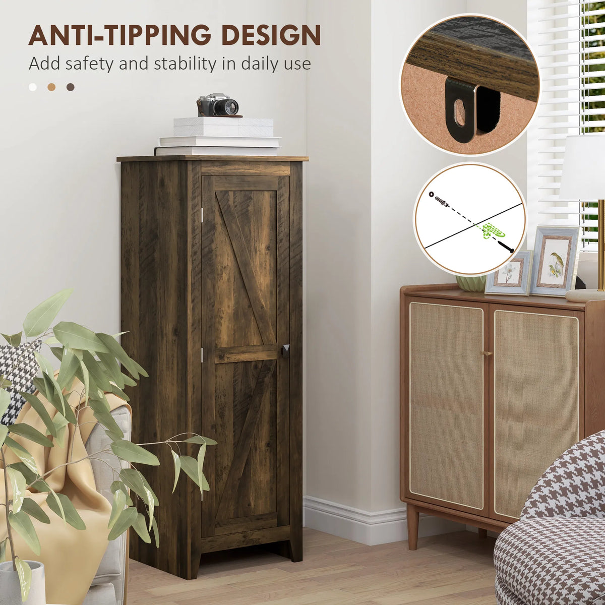 Pantry Cabinet 48 Inch with Barn Door, Farmhouse Kitchen Storage – image 7