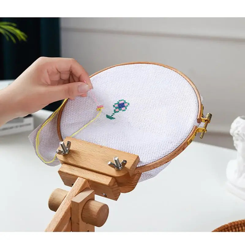 Embroidery Hoop Stand, Adjustable Wooden Cross Stitch Table Holder – image 3