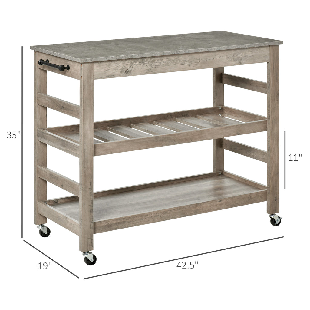 Rolling Kitchen Island Cart with Stainless Steel Top & Storage – image 3