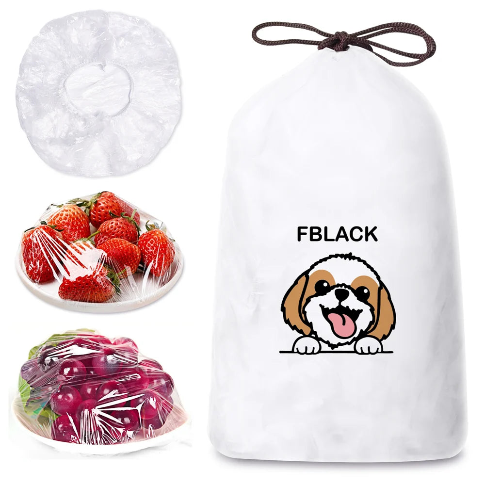 Elastic Bowl Covers 100-Pack - Reusable Stretch Food Storage Covers