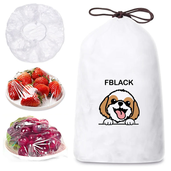 Elastic Bowl Covers 100-Pack - Reusable Stretch Food Storage Covers