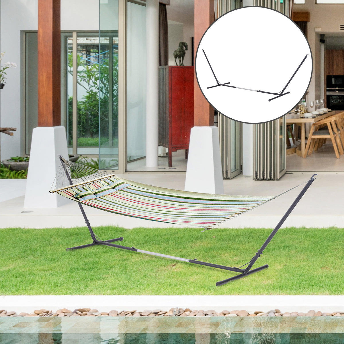 Adjustable Hammock Stand 10-13 ft, Powder-Coated Steel Frame – image 2