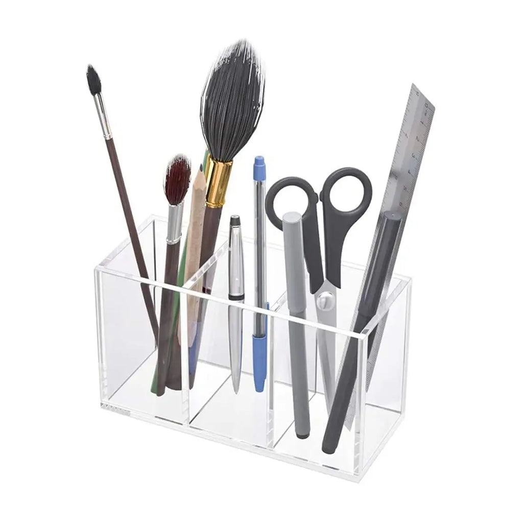Clear Acrylic Makeup Brush Holder - 3-Slot Vanity & Drawer Organizer – image 7