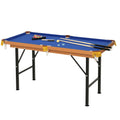 55 Inch Folding Billiards Table With Cues, Balls And Rack, Blue – image 1
