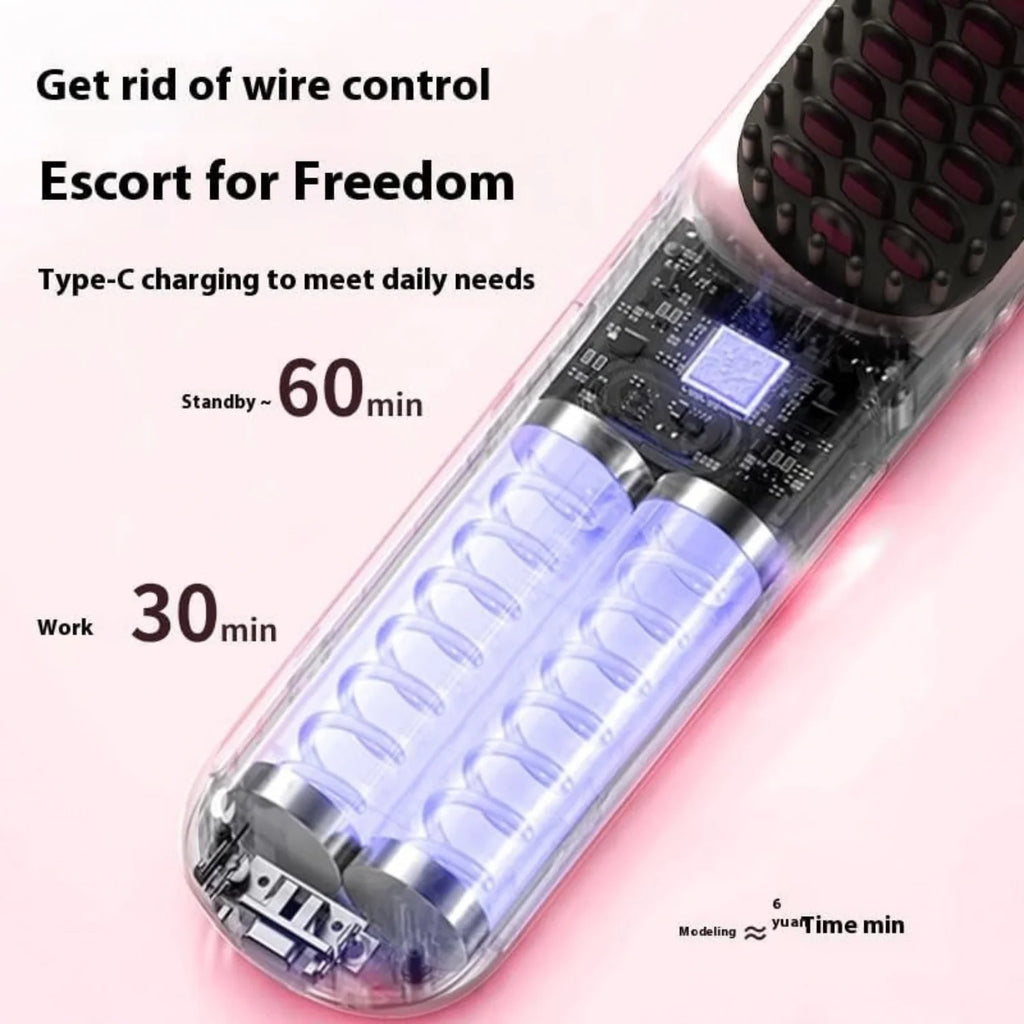 Cordless Hair Straightener Brush, 2-in-1 Curl and Straighten – image 4
