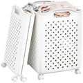 Collapsible Laundry Basket 57L – Rolling Hamper with Wheels