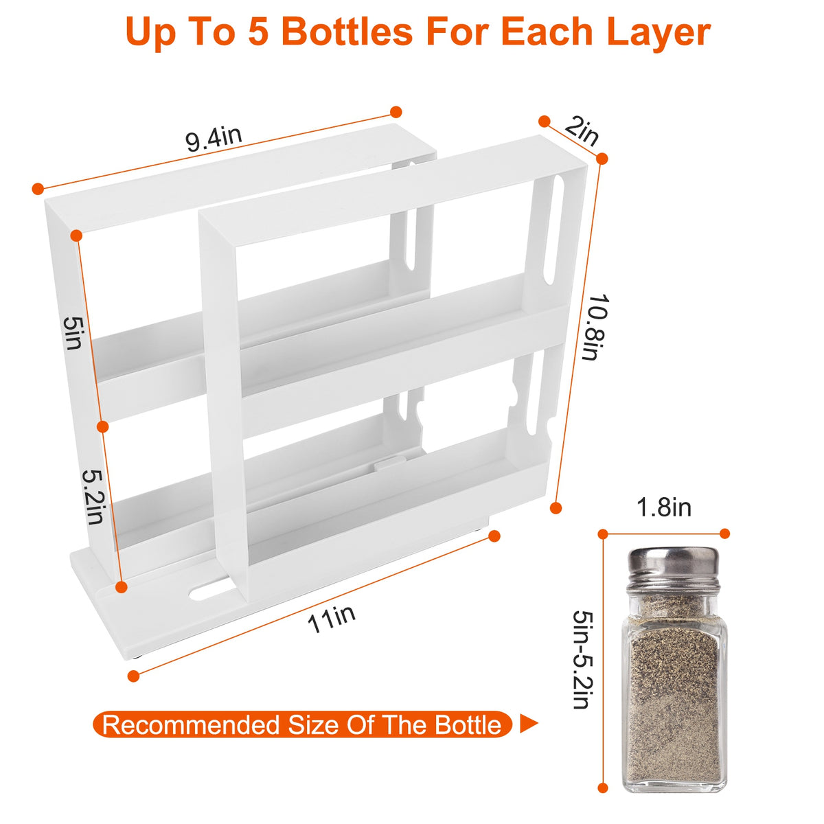 Spice Rack Organizer – 2-Tier Swivel Cabinet Organizer, Holds 20 Jars – image 4