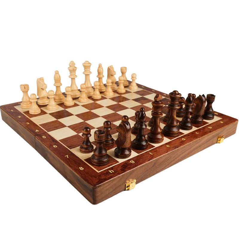 Magnetic Wooden Chess Set 15 in, Folding Board with Storage – image 3