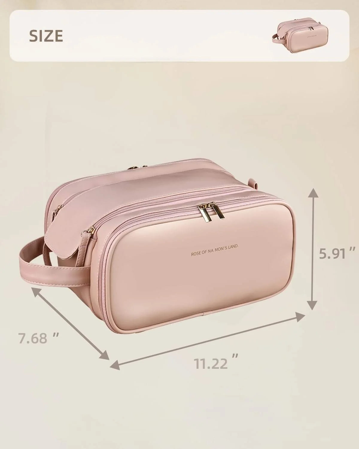 Travel Makeup Bag – Large Wide-Open PU Cosmetic Organizer, Pink – image 3