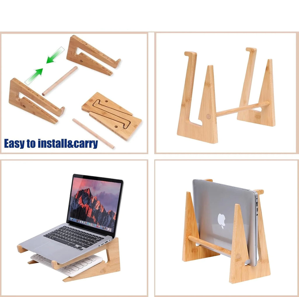 Bamboo Laptop Stand, Vertical and Riser 2-in-1 – image 4