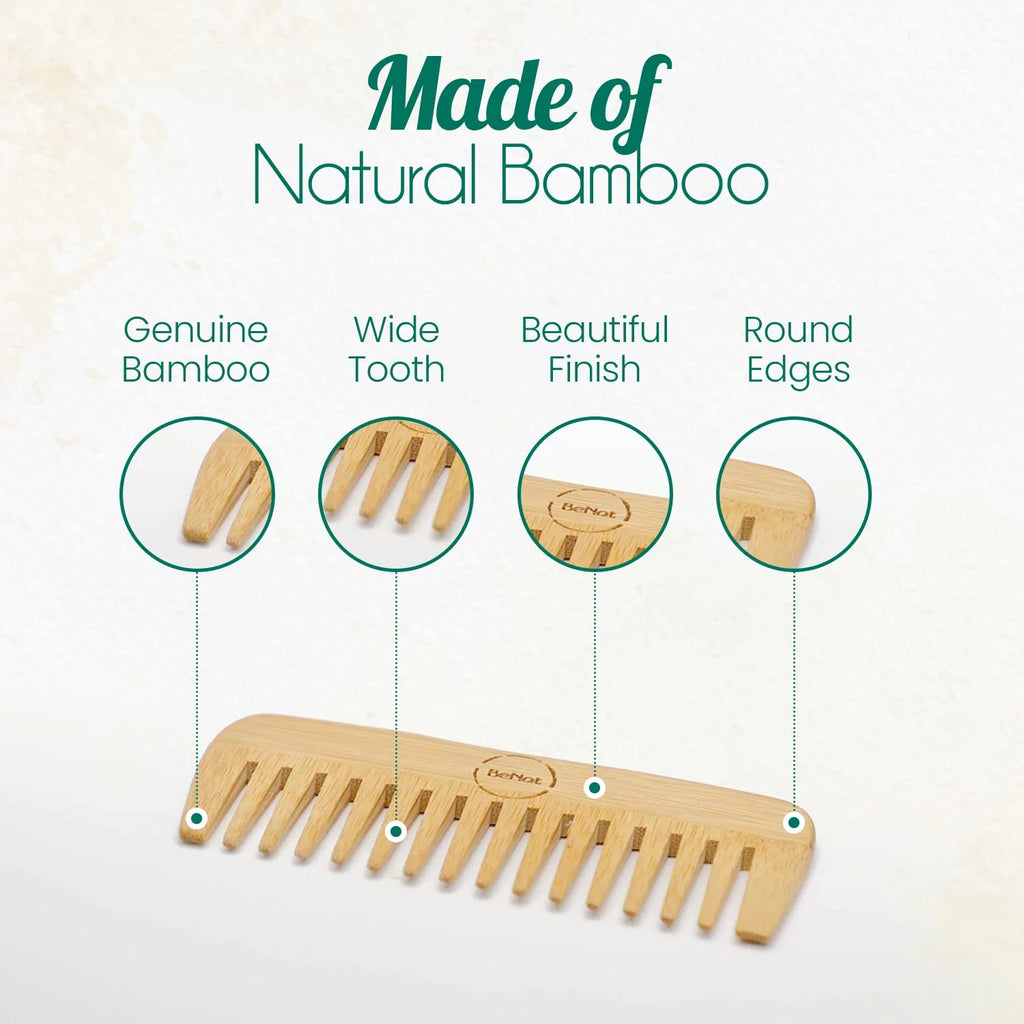 Bamboo Hair Comb – Natural Wooden Detangling Comb – image 3