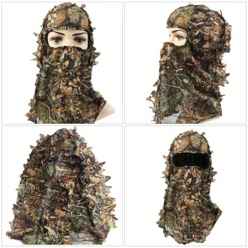 3D Leafy Camo Hunting Face Mask, Breathable Full Face Cover