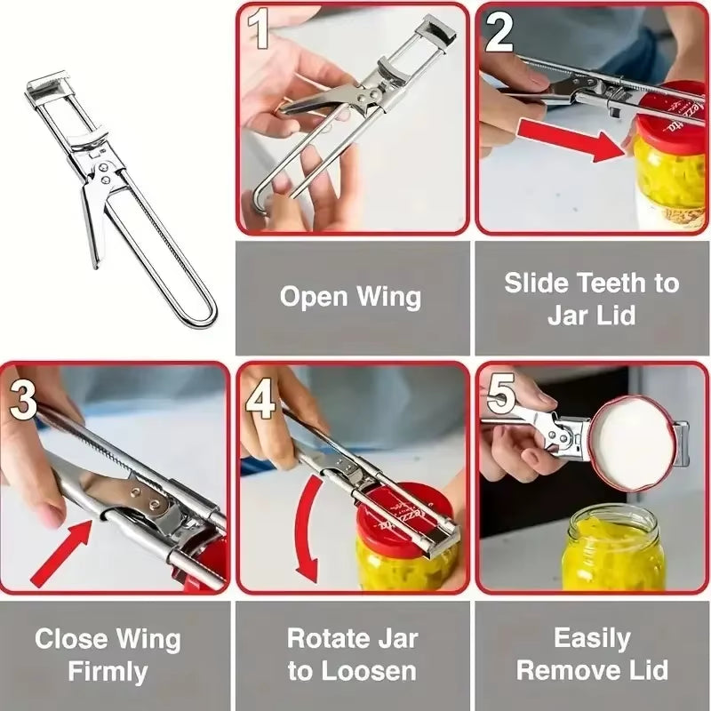 Adjustable Jar and Bottle Opener, Stainless Steel Lid Remover – image 6