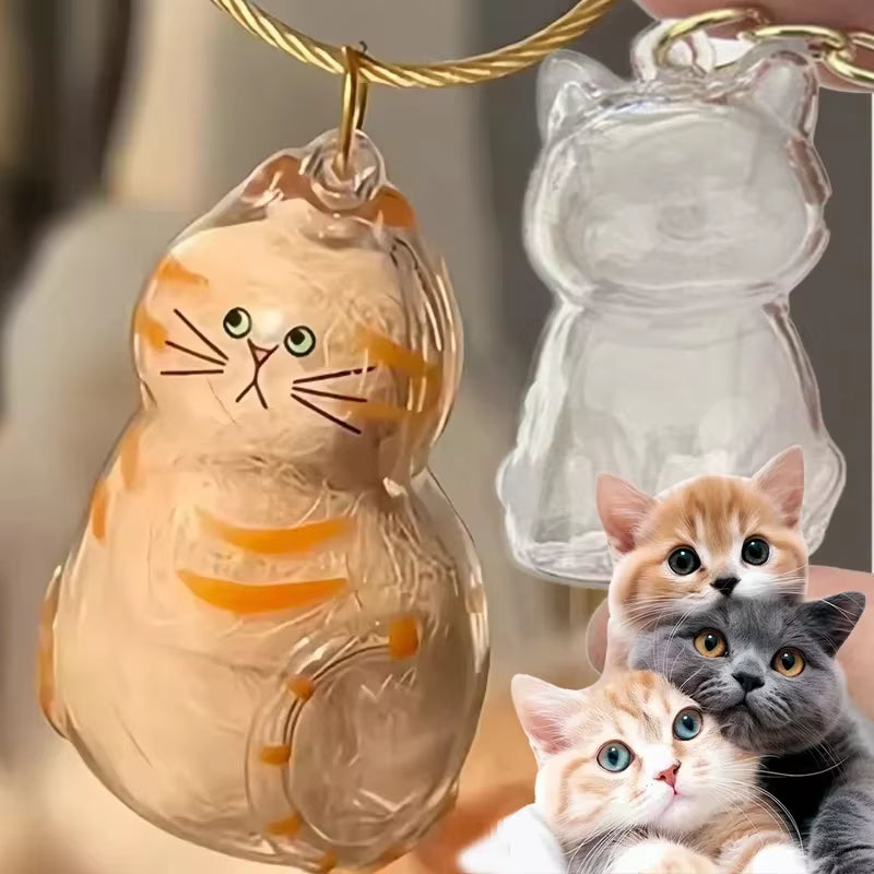 Pet Fur Keepsake Keychain - Clear Memorial Pendant
