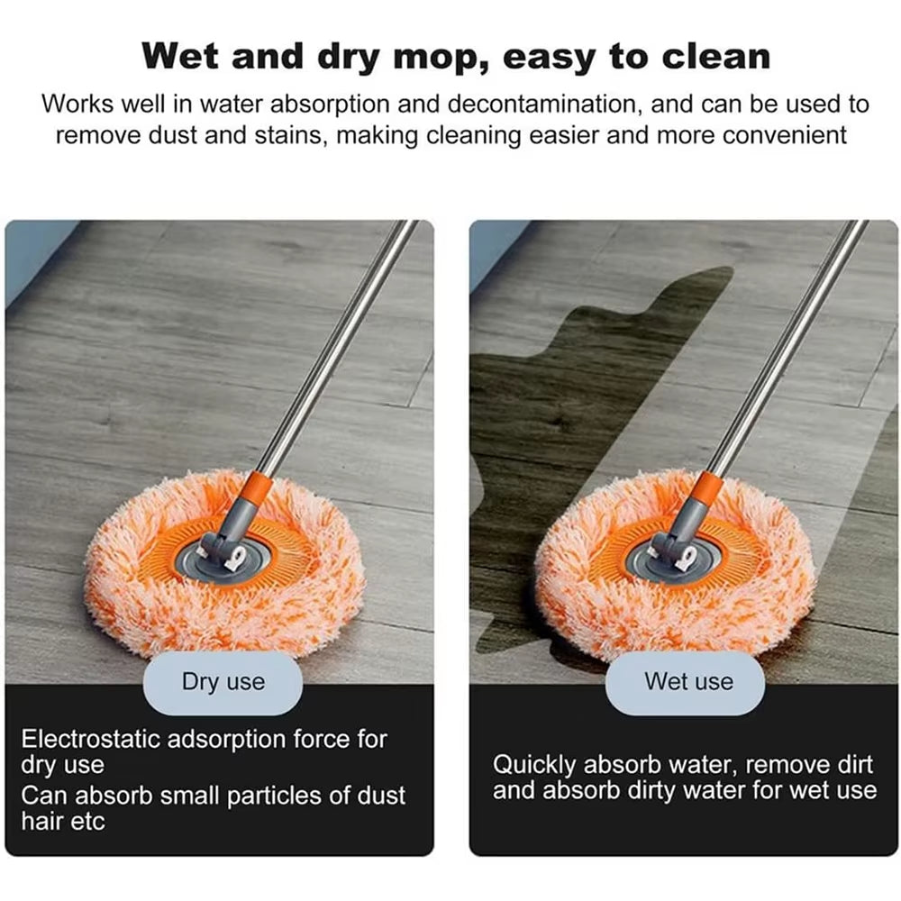 Microfiber Dust Mop Set – 360° Round Mop with 4 Pads – image 3