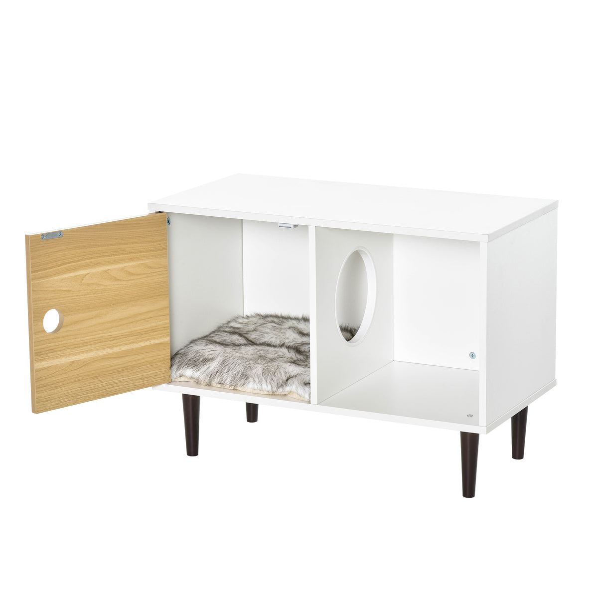 Wooden Cat House Side Table with Soft Cushion and Raised Legs – image 8