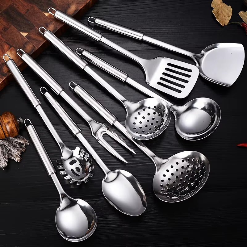 Kitchen Utensil Set - 9 Piece Stainless Steel Cooking Tools