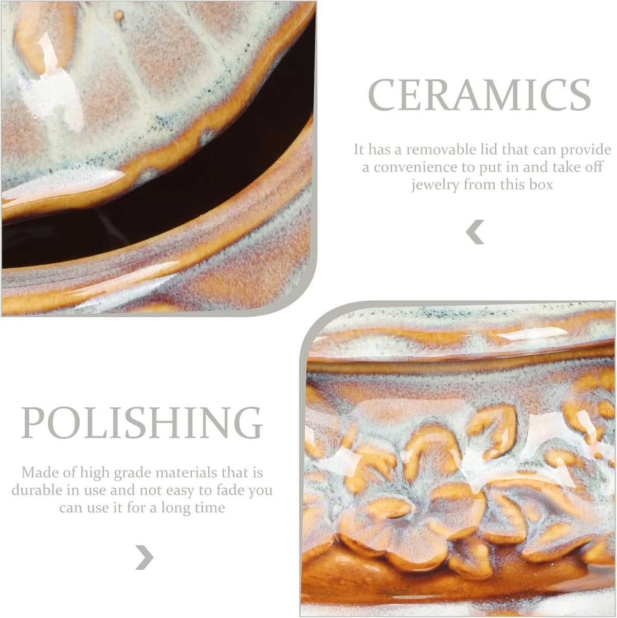 Ceramic Jewelry Box with Ring Tray, Small Charm & Necklace Case – image 7
