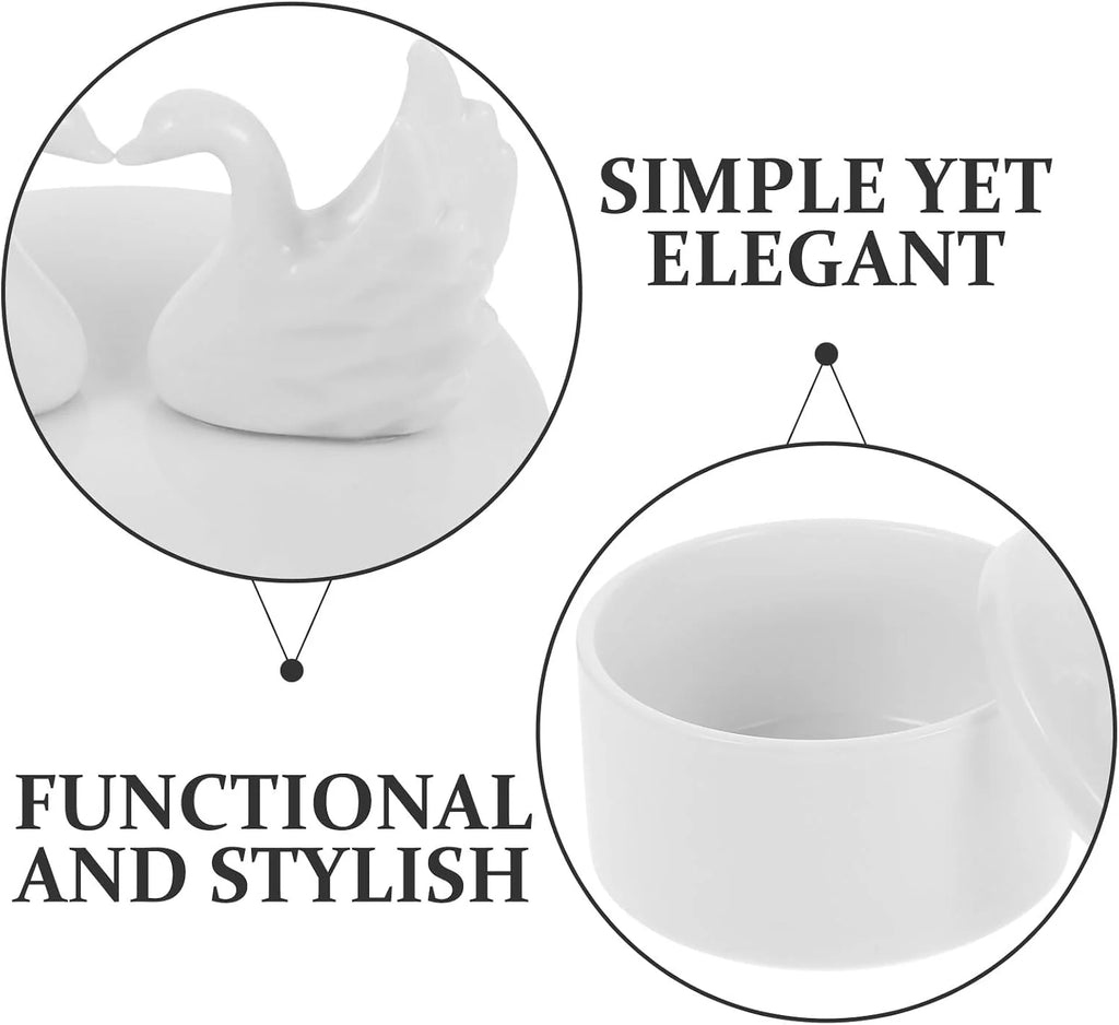 Ceramic Jewelry Box, White Swan Trinket Box with Lid – image 8
