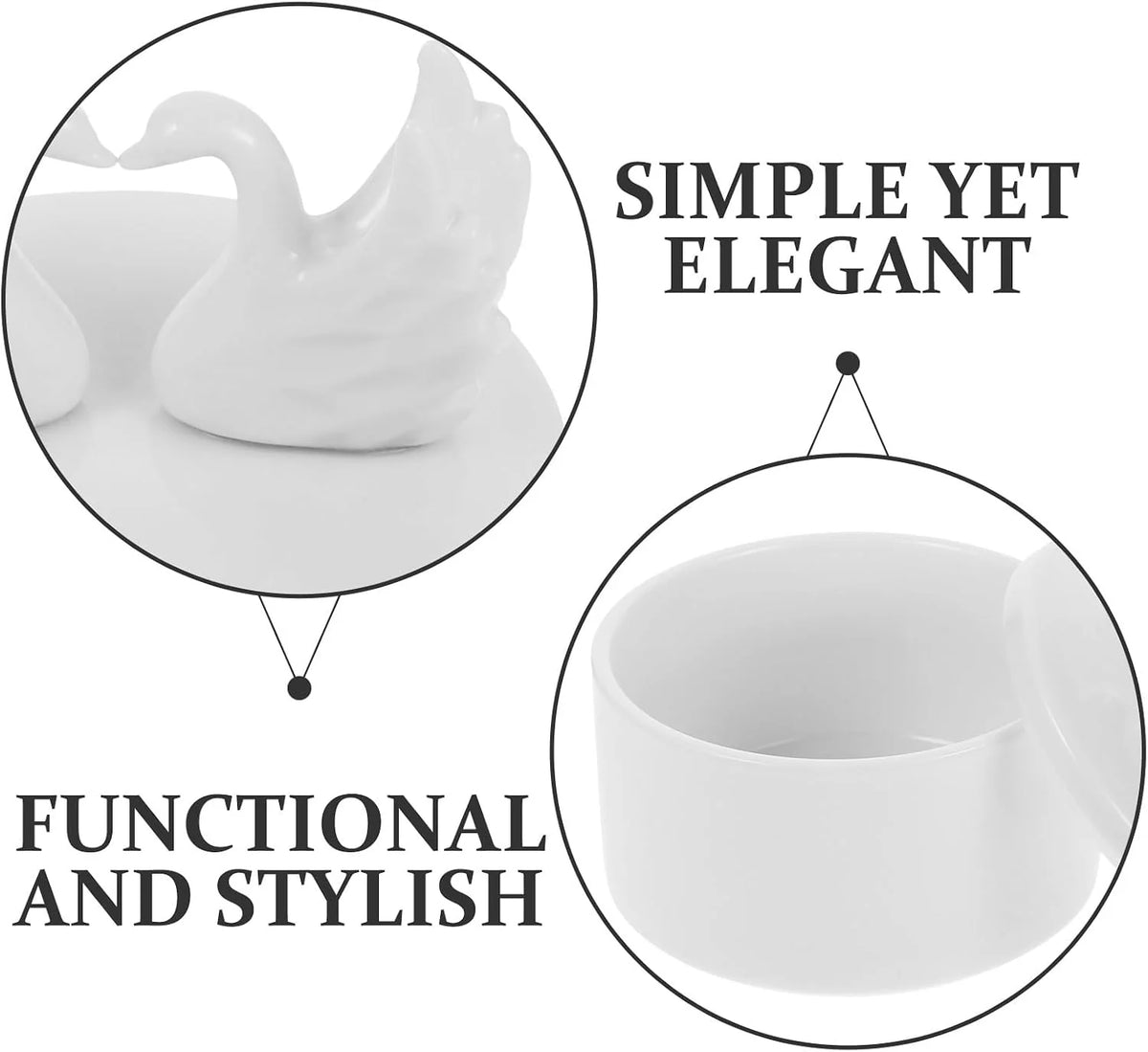 Ceramic Jewelry Box, White Swan Trinket Box with Lid – image 8