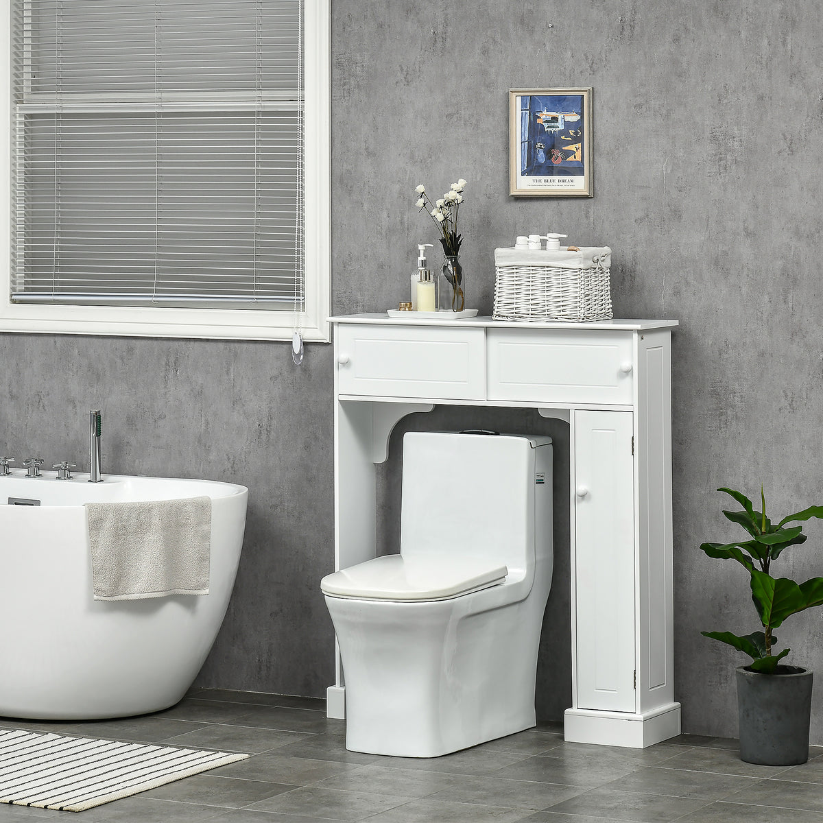 Over-the-Toilet Bathroom Cabinet with Adjustable Shelves, White – image 7