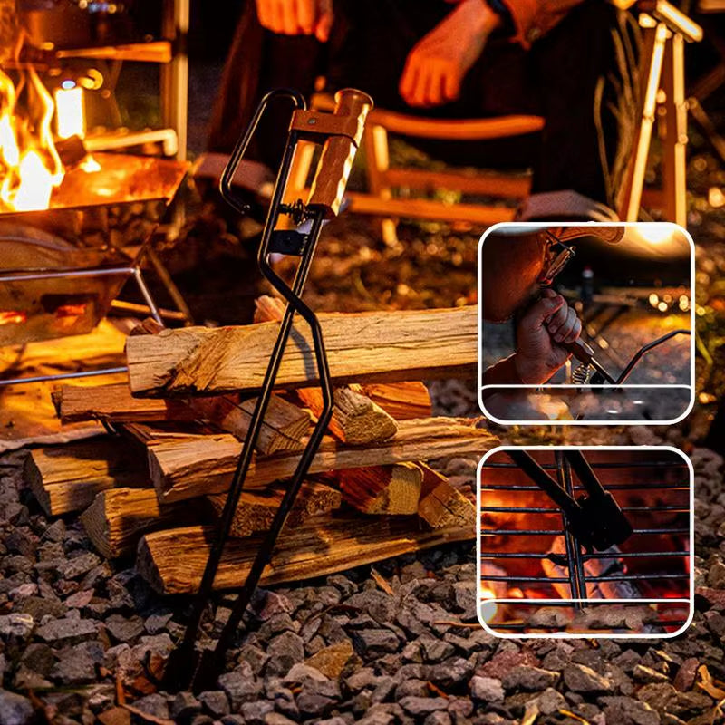 Fire Pit Tongs - Log Grabber with Wood Handle – image 7