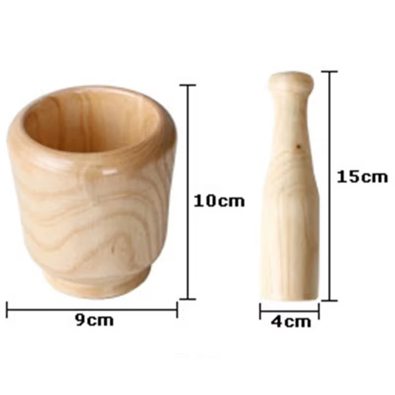 Mortar and Pestle Set, Natural Wood Spice & Garlic Grinder Bowl – image 7