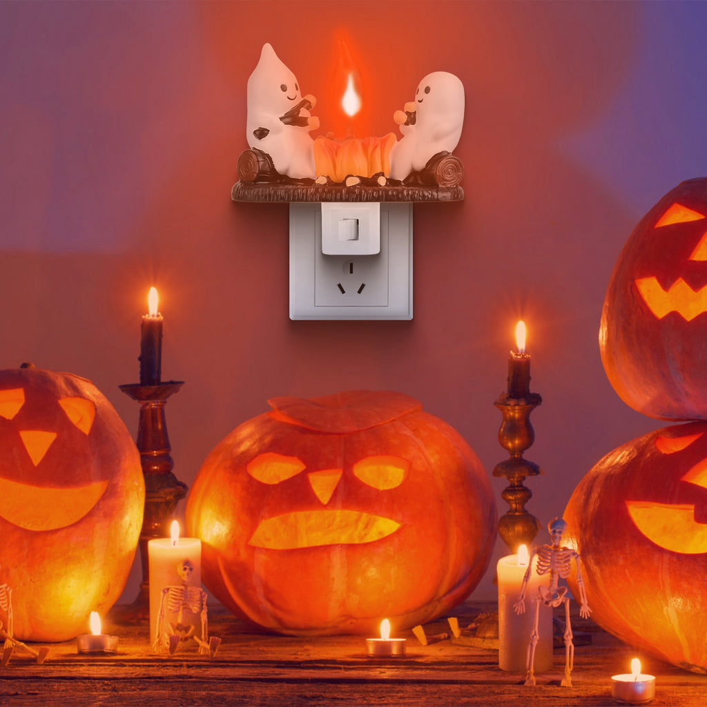 Ghost Campfire Night Light, Flickering Flame Halloween Decor 2 Pack – image 4