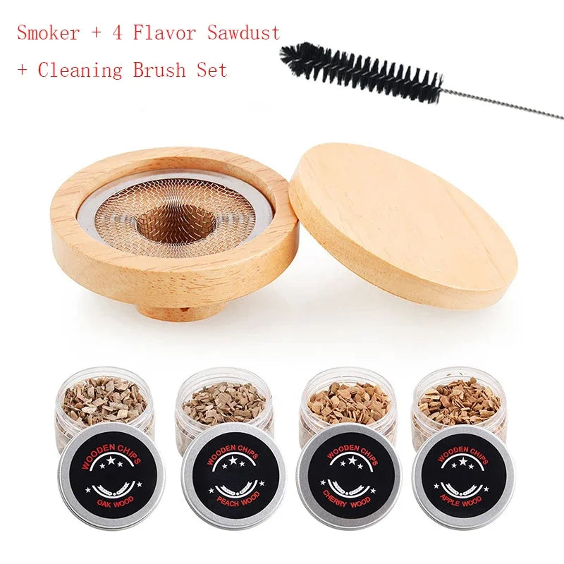 Cocktail Smoker Kit - Oak Whiskey Smoke Top with 4 Wood Chip Flavors