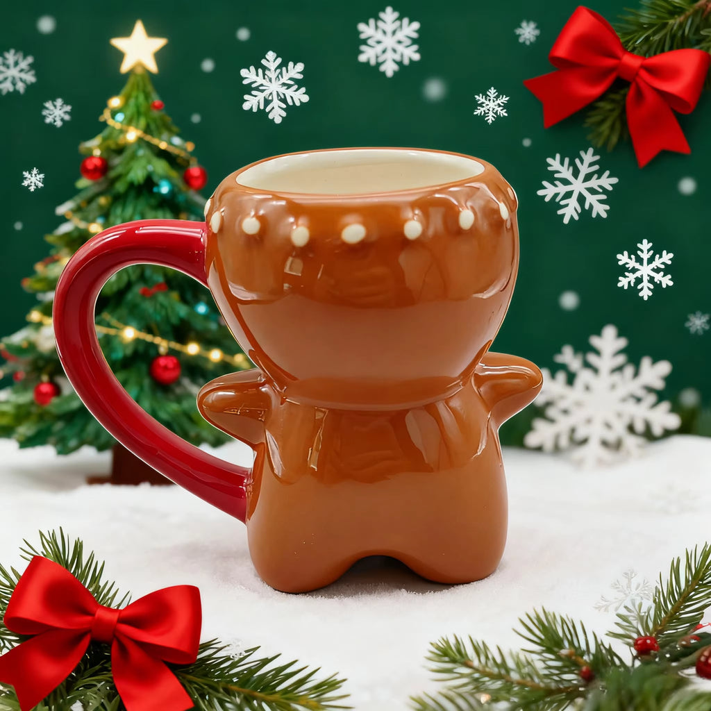 Gingerbread Man Ceramic Mug, 3D Christmas Cup 300 ml – image 4