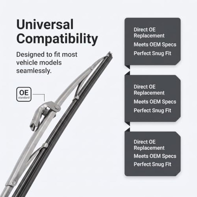 Stainless Steel Wiper Blade 12 in, Universal Windshield Wiper for Cars – image 9