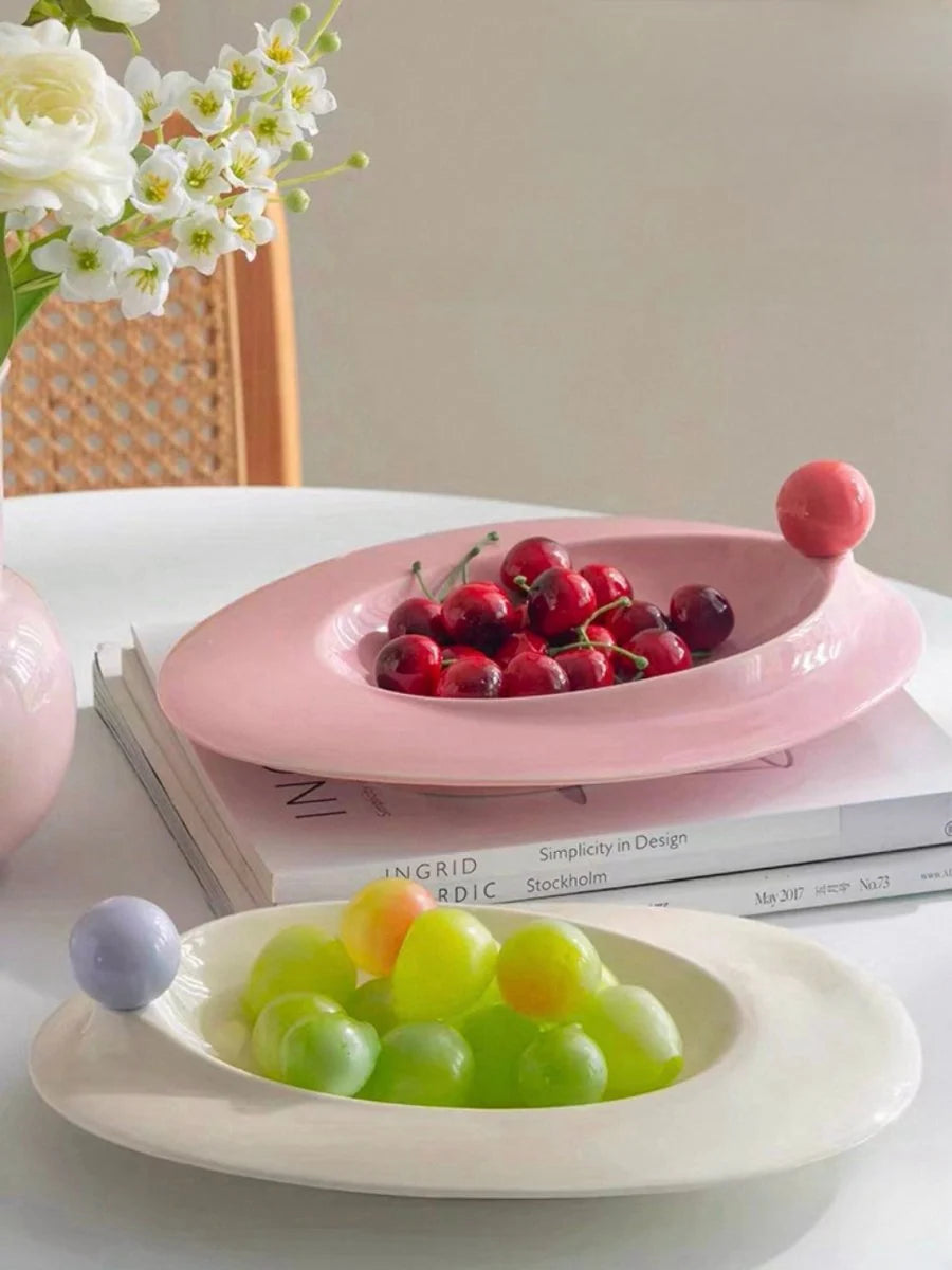 Handmade Ceramic Rim Soup Bowl with Bubble Dot Edge
