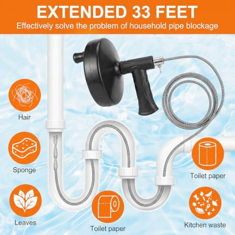 Drain Auger 33 ft, Plumbing Snake with Drill Adapter – image 3
