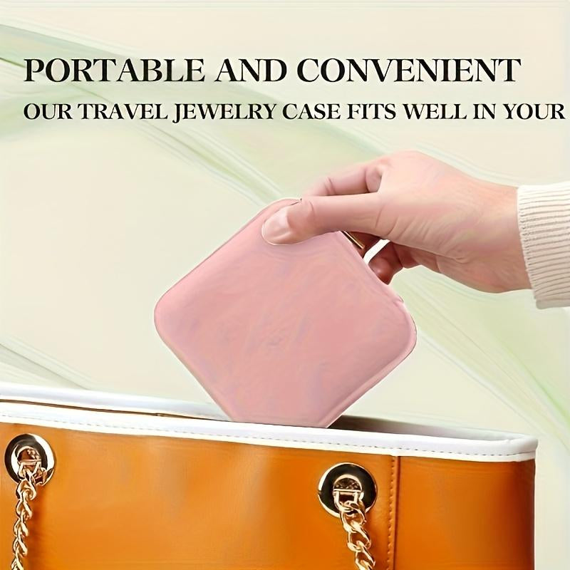 Mini Travel Jewelry Box Set of 15, PU Leather, Pink Green White – image 15