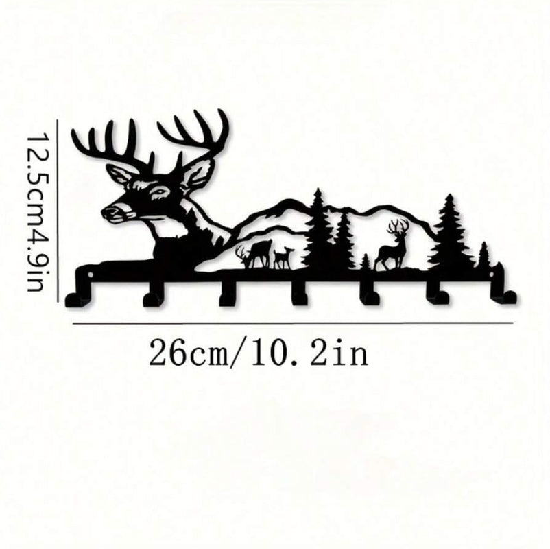 Key Holder for Wall – Deer and Forest Metal Key Hook Rack – image 2