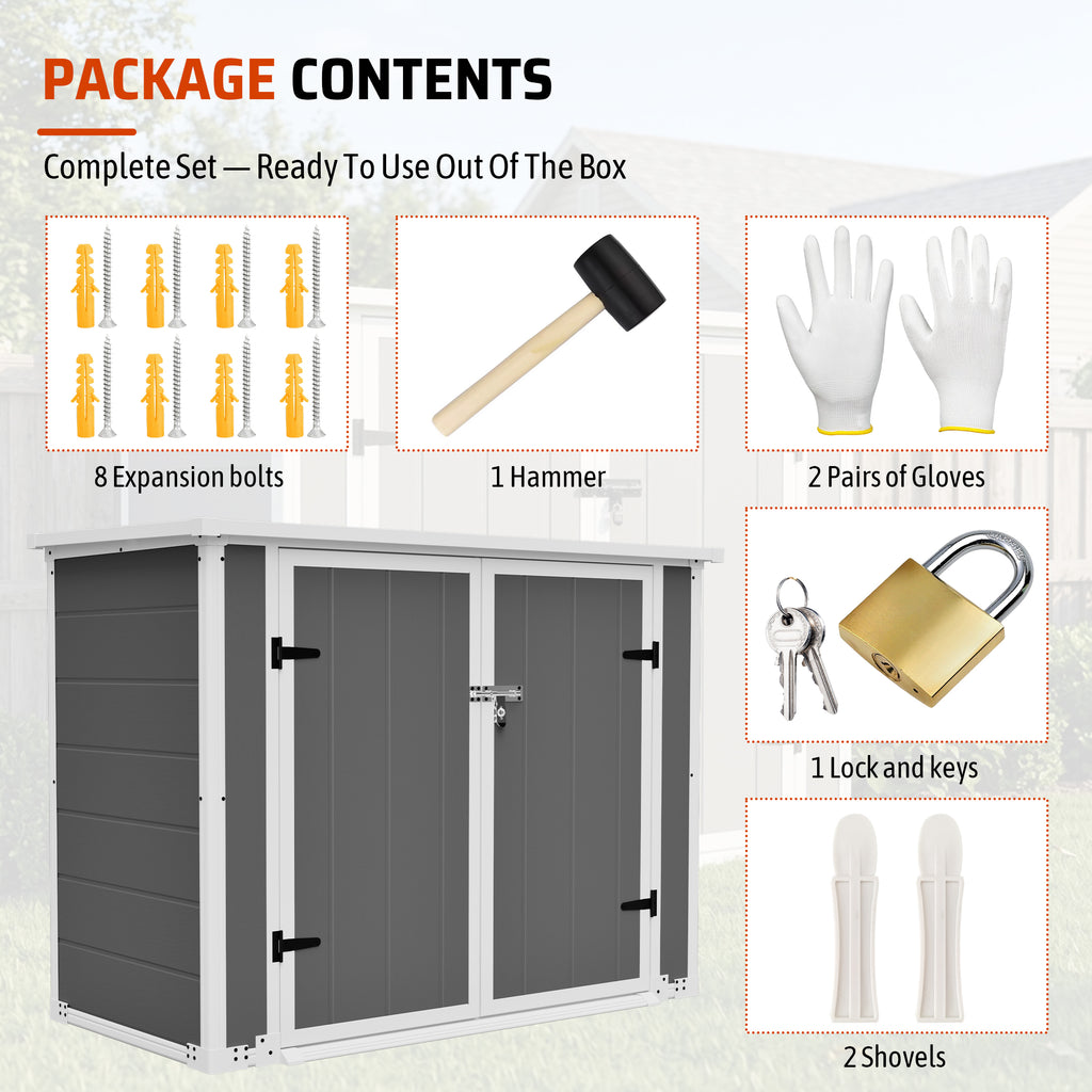 Outdoor Storage Shed Horizontal with Ramp and Lockable Lid, 33 cu ft – image 4