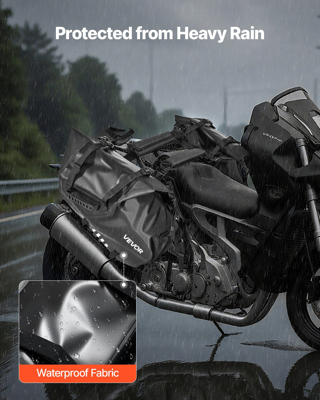 Waterproof Motorcycle Saddlebags 28 L, Universal Fit Side Bags, Black – image 5