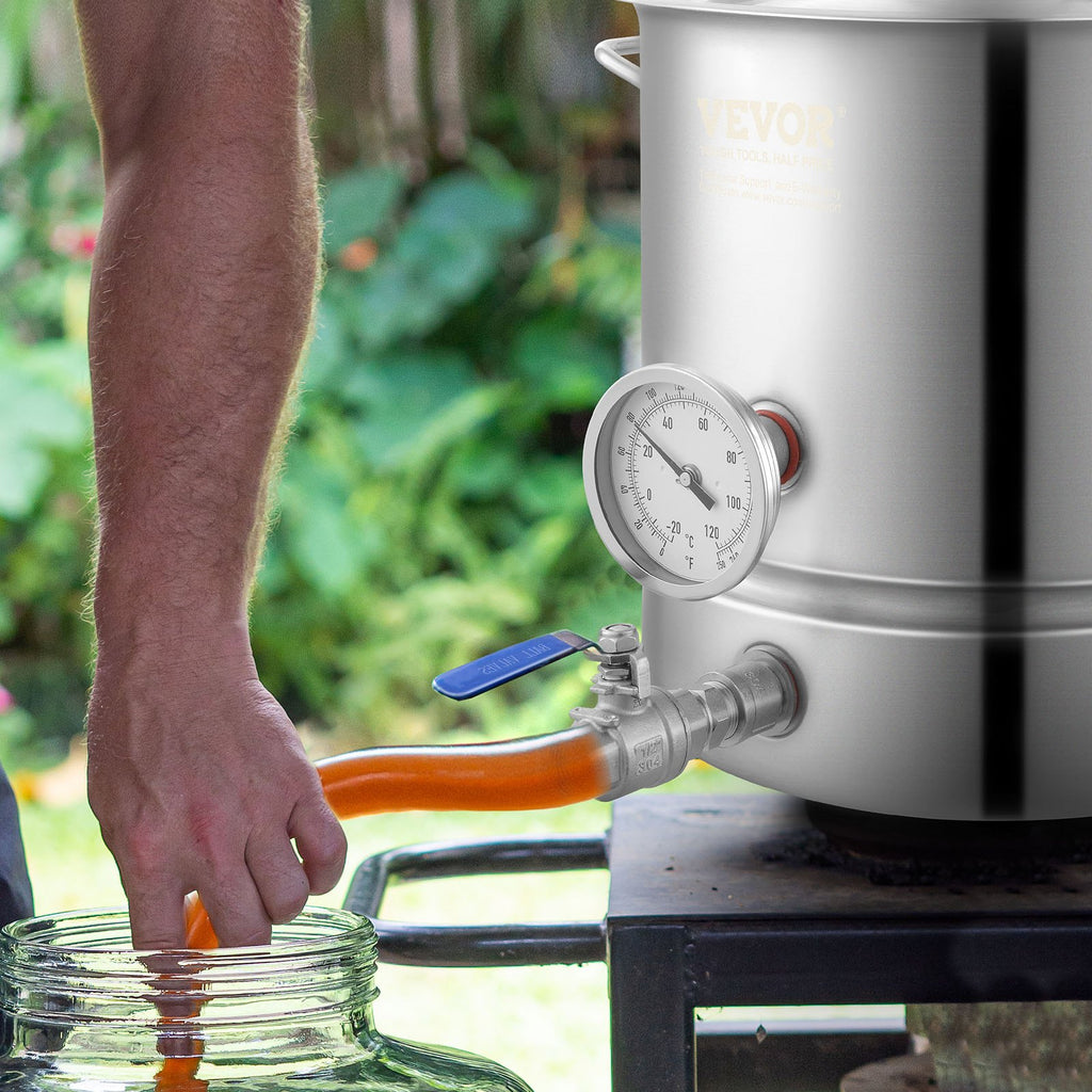 5 Gallon Stainless Steel Brew Kettle With Thermometer and Valve – image 1