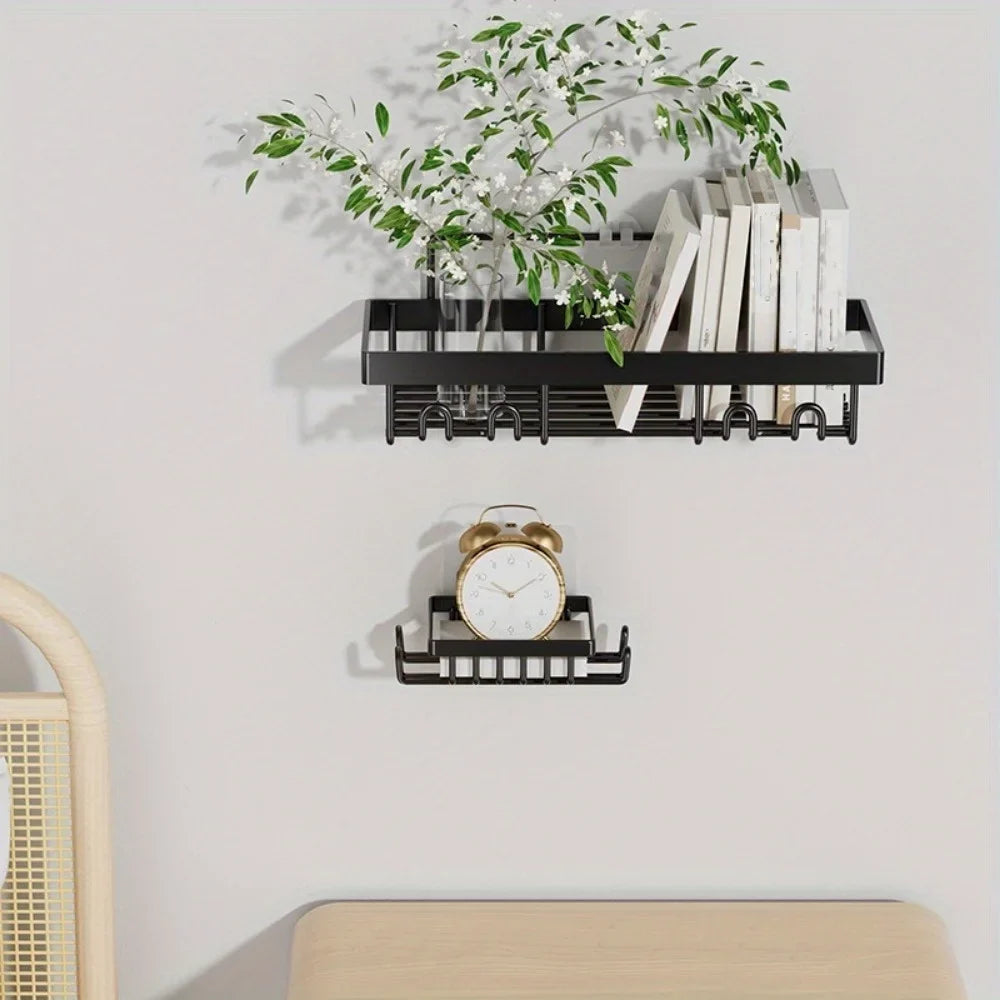 Adhesive Shower Caddy Shelves - 6 Pack Black Metal, No Drilling – image 15