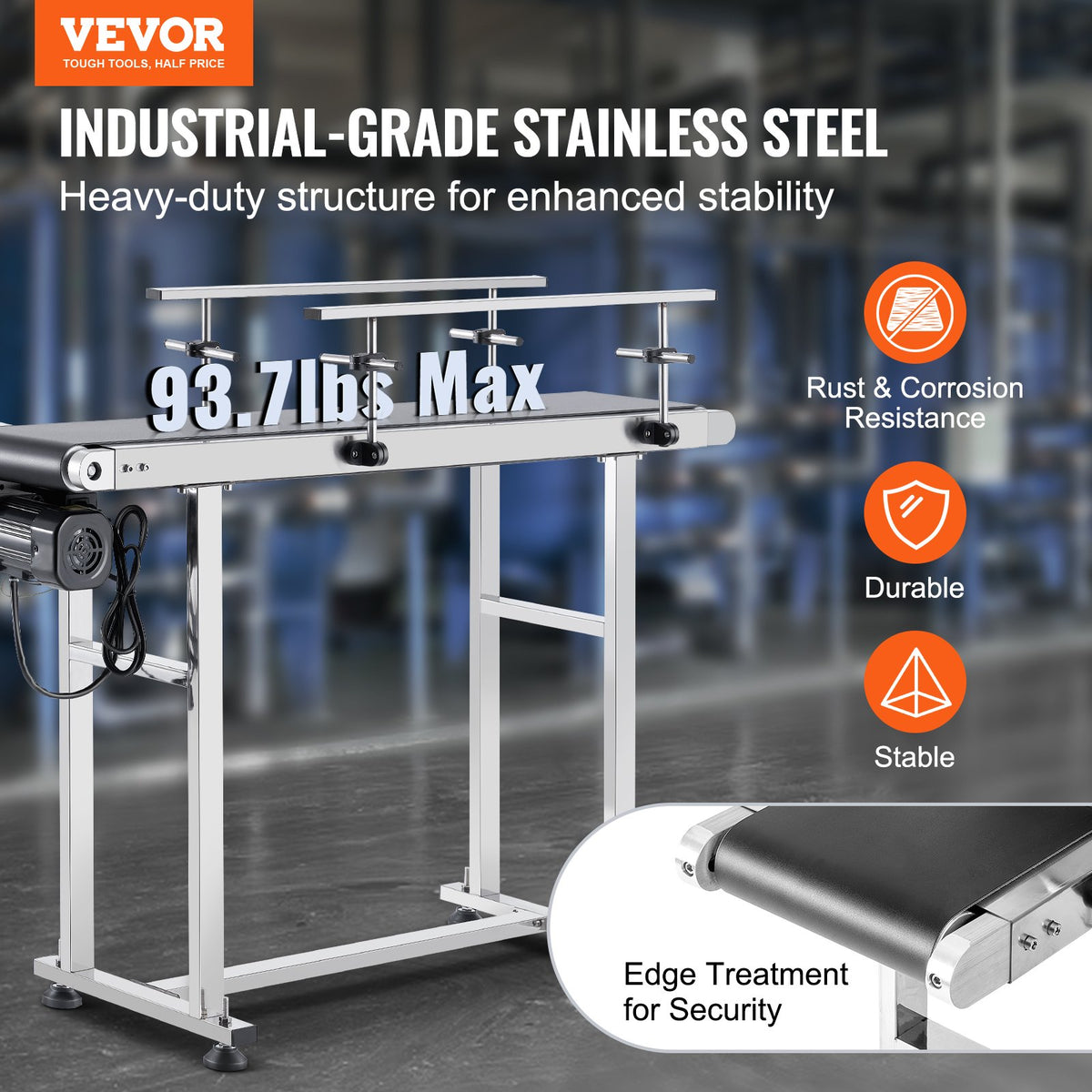 Motorized Belt Conveyor Table, 47 x 7.8 Inch Stainless Steel Frame – image 3
