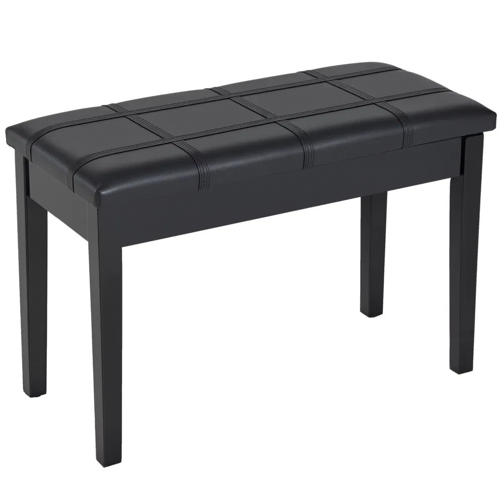 Classic Piano Bench Stool with Music Storage, PU Leather, Black – image 1