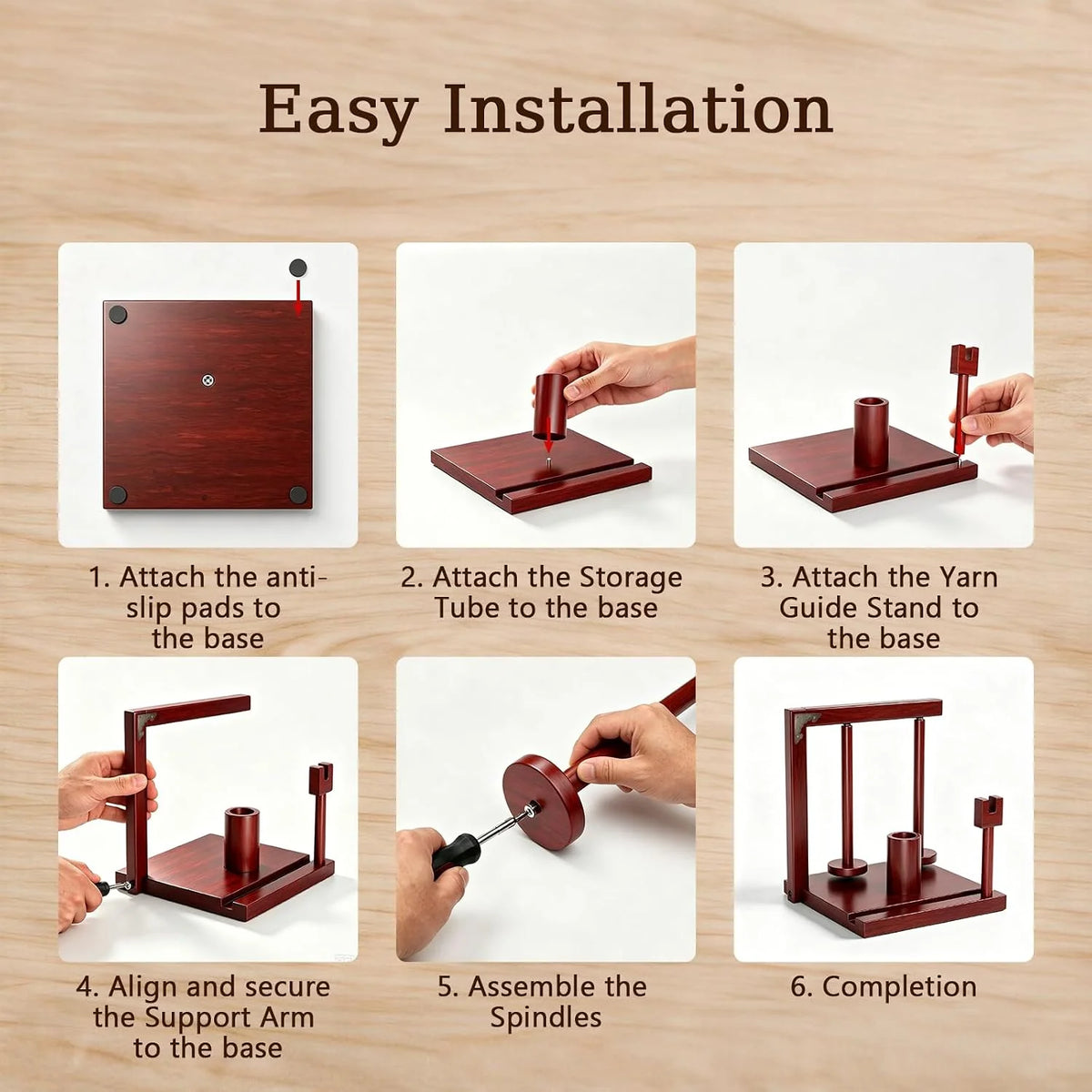 Wooden Yarn Holder with Double Magnetic Spindles for Crocheting – image 2