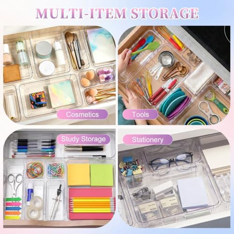 Clear Acrylic Drawer Organizers, 16-Piece Extendable Trays – image 5