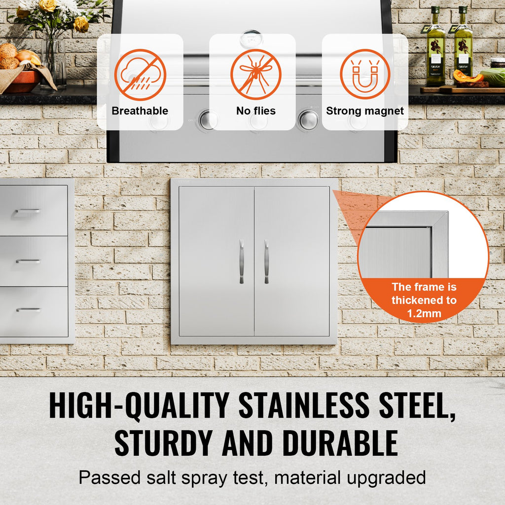Stainless Steel BBQ Island Access Door 24 x 24 In Double Door – image 4